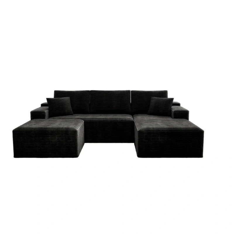 Flexo Corduroy Modular Sectional U-Shaped Sofa with Chaise