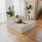 Flexo Corduroy Pet-Friendly Modular Loveseat Sofa with Double Chaise