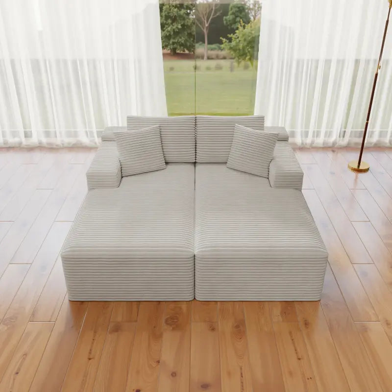 Flexo Corduroy Pet-Friendly Modular Loveseat Sofa with Double Chaise