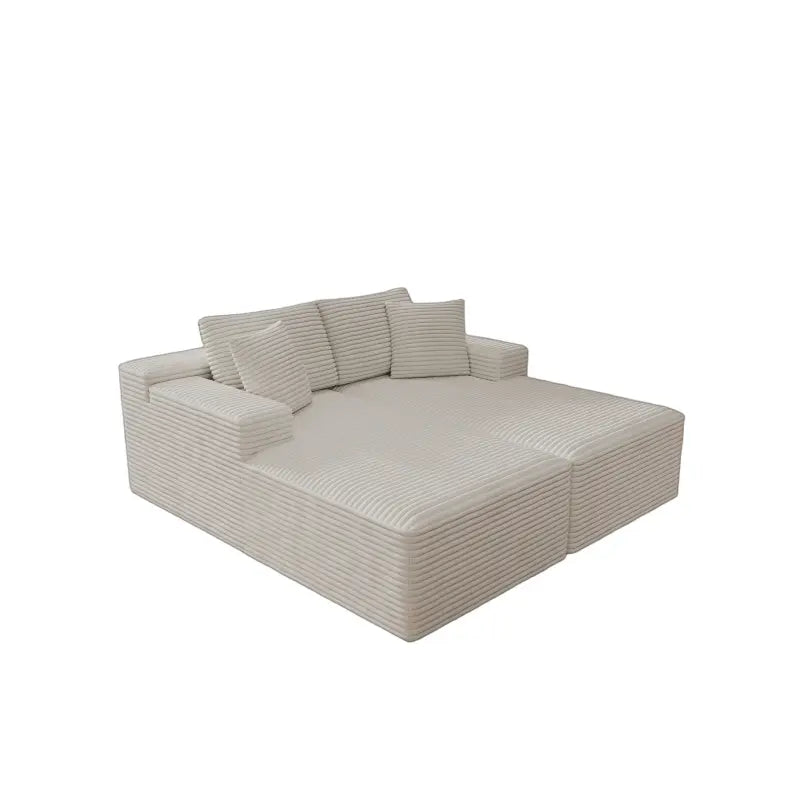 Flexo Corduroy Pet-Friendly Modular Loveseat Sofa with Double Chaise