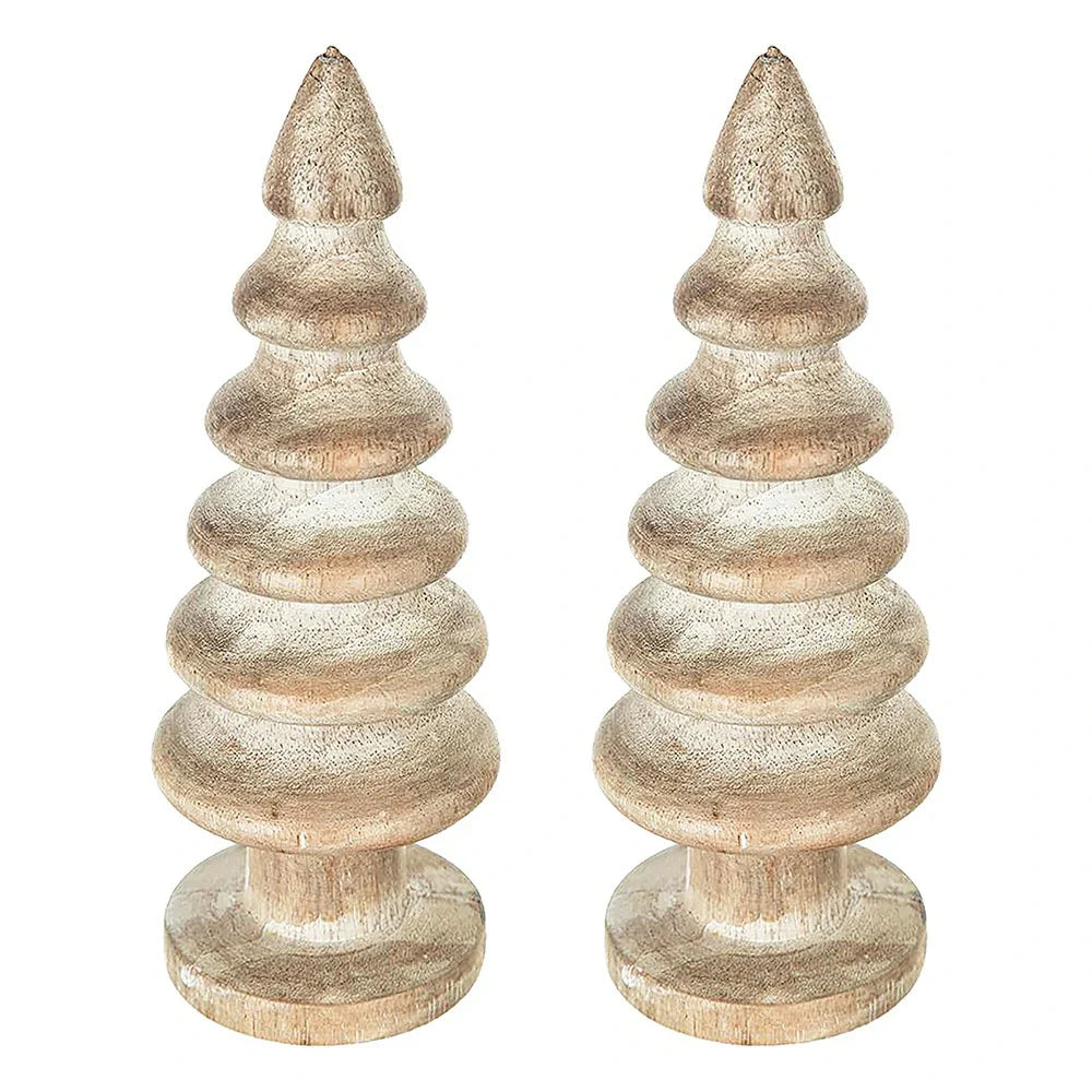 2 Pack Wooden Christmas Table Tree Decor
