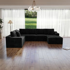 Flexo Corduroy Modular 6-Seat Sectional Couch with Lounge Chaise