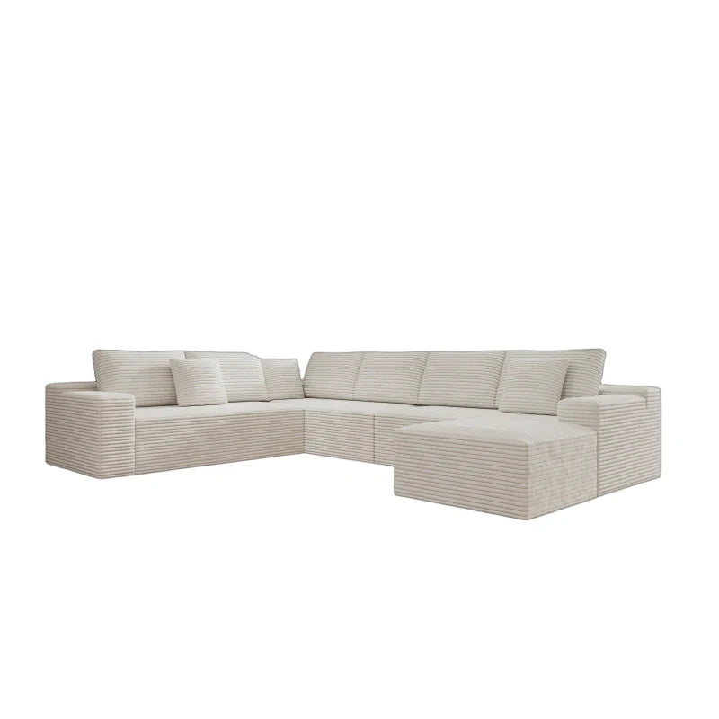 Flexo Corduroy Modular 6-Seat Sectional Couch with ottoman