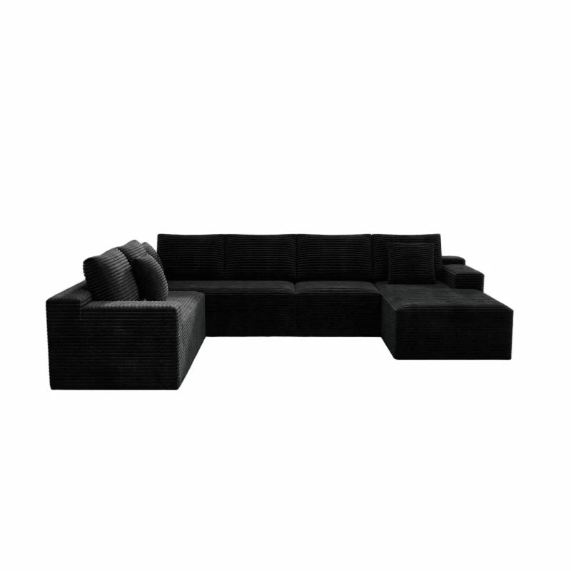 Flexo Corduroy Modular 6-Seat Sectional Couch with Lounge Chaise