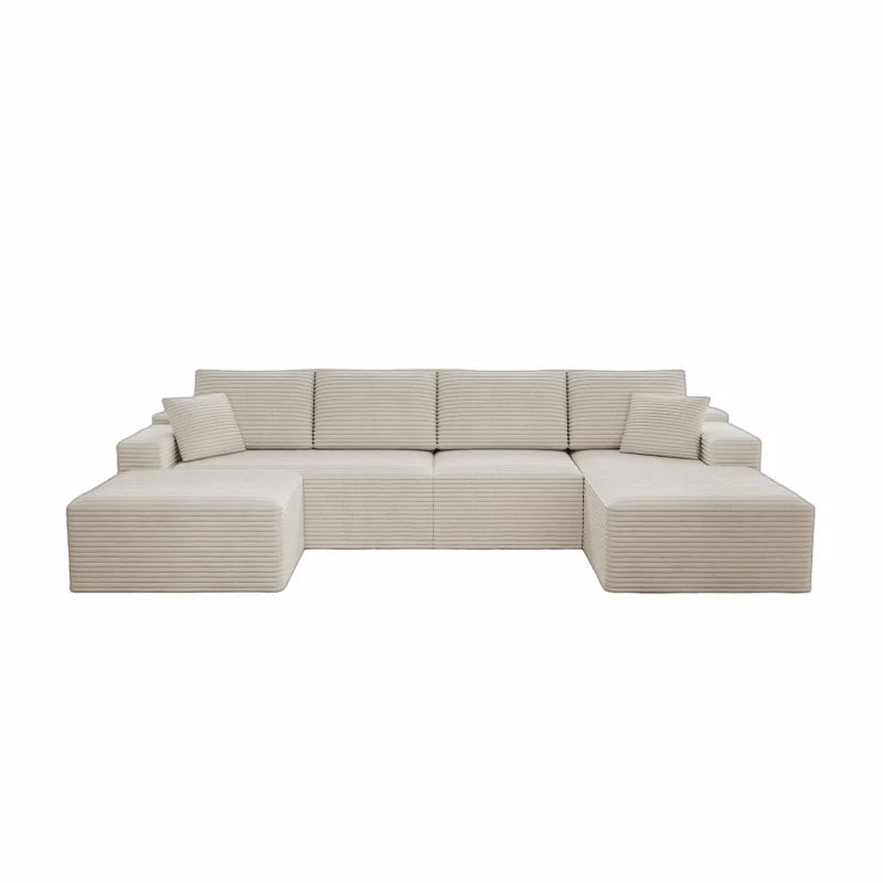 Flexo Corduroy Modular U-Shaped Sectional with Chaise and Ottoman