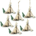 Set of 6 Light Up Cardboard Tent Ornaments with Tree and Star Cutouts