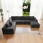 Flexo Corduroy Modular 6-Seat Sectional Couch with ottoman