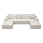 Flexo Corduroy Modular U-Shaped Sectional Couch with 2 ottomans