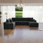 Flexo Corduroy Modular 6-Seat Sectional Couch with Lounge Chaise