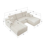 Flexo Cozy Corduroy 3-Seat Sofa with Double Chaise
