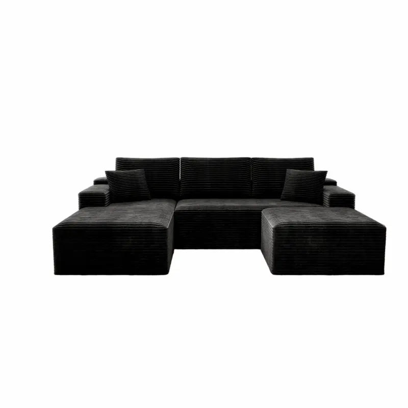 Flexo Cozy Corduroy 3-Seat Sofa with Double Chaise