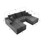 Flexo Cozy Corduroy 3-Seat Sofa with Double Chaise