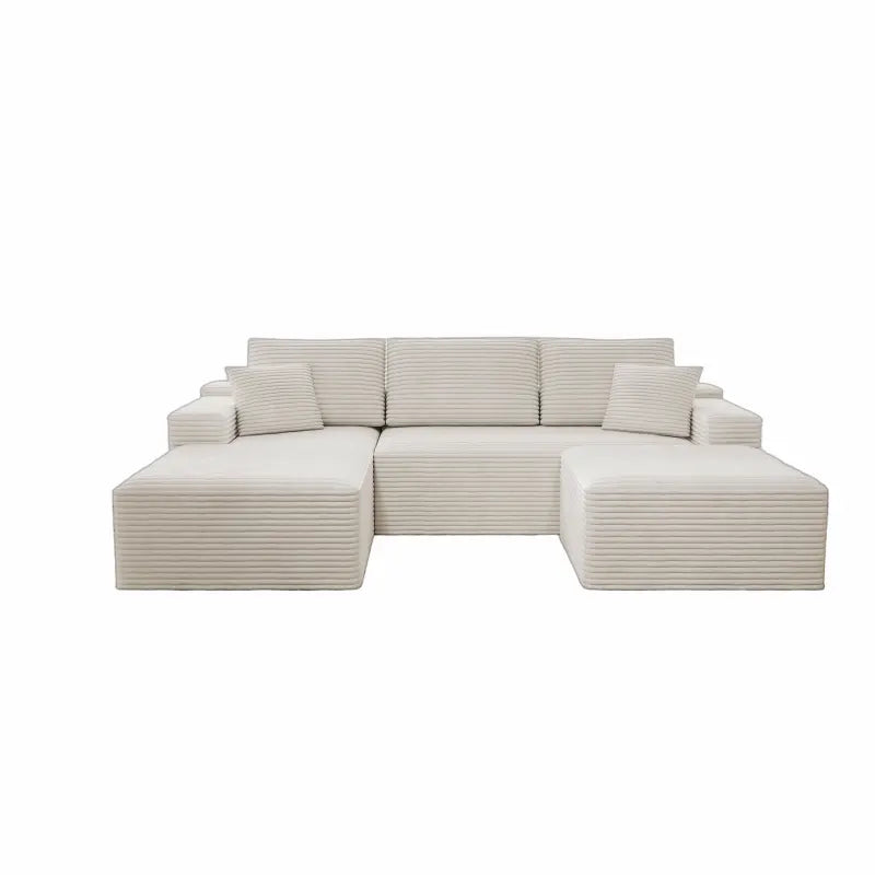 Flexo Cozy Corduroy 3-Seat Sofa with Double Chaise
