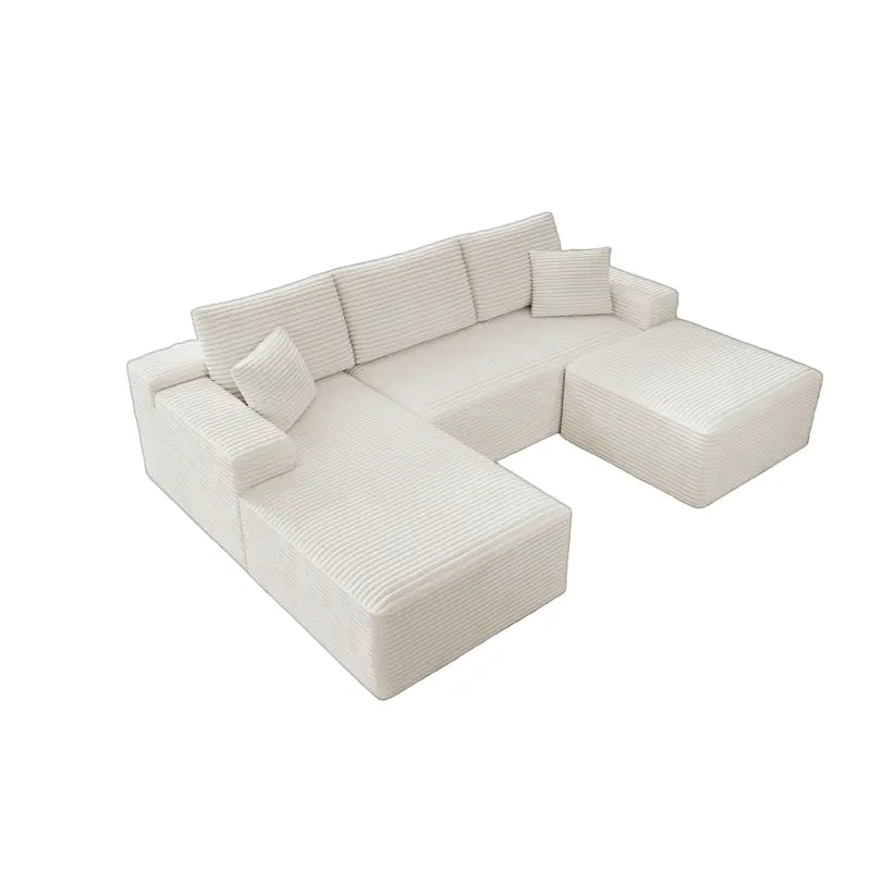 Flexo Cozy Corduroy 3-Seat Sofa with Double Chaise