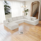 Flexo Corduroy Modular Sectional Couch 6-7 Seat Sofa