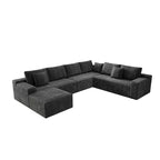 Flexo Corduroy Modular Sectional Couch 6-7 Seat Sofa
