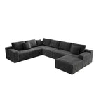 Flexo Corduroy Modular 6-Seat Sectional Couch with ottoman