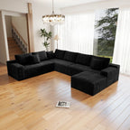 Flexo Corduroy Modular 6-Seat Sectional Couch with ottoman