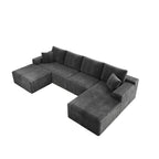 Flexo Corduroy Modular U-Shaped Sectional with Chaise and Ottoman