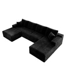 Flexo Corduroy Modular U-Shaped Sectional with Chaise and Ottoman