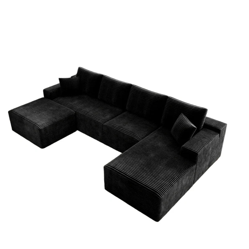 Flexo Corduroy Modular U-Shaped Sectional with Chaise and Ottoman