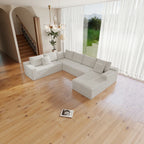 Flexo Corduroy Modular 6-Seat Sectional Couch with Lounge Chaise