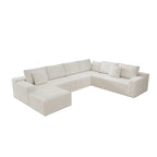 Flexo Corduroy Modular Sectional Couch 6-7 Seat Sofa