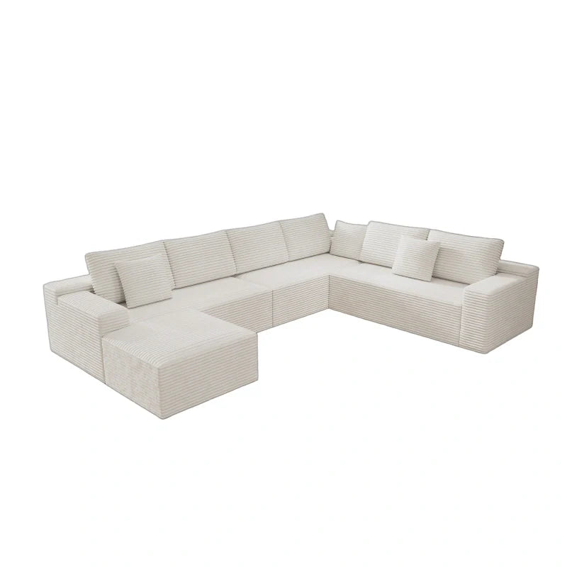 Flexo Corduroy Modular Sectional Couch 6-7 Seat Sofa