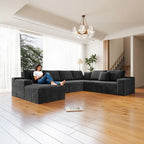 Flexo Corduroy Modular Sectional Couch 6-7 Seat Sofa