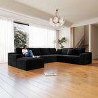 Flexo Corduroy Modular Sectional Couch 6-7 Seat Sofa