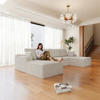 Flexo Corduroy Modular Sectional Sofa with Chaise 5-6 Seats