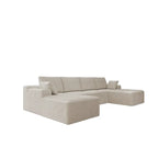 Flexo Corduroy Modular Sectional U-Shaped Sofa with Double Chaise