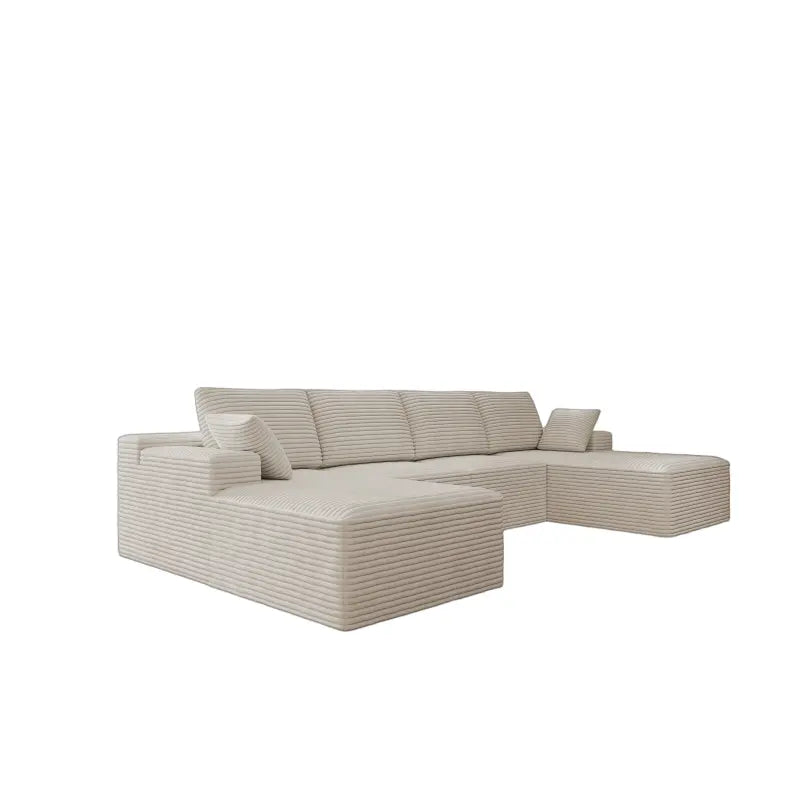 Flexo Corduroy Modular Sectional U-Shaped Sofa with Double Chaise