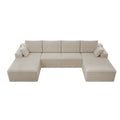 Flexo Corduroy Modular Sectional U-Shaped Sofa with Double Chaise