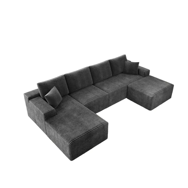 Flexo Corduroy Modular Sectional U-Shaped Sofa with Ottoman – SerenityFurn