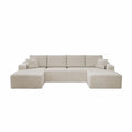 Flexo Corduroy Modular Sectional U-Shaped Sofa with Ottoman