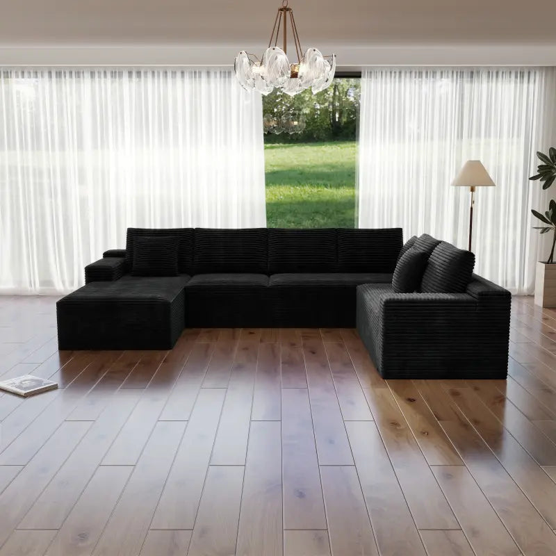 Flexo Corduroy Modular Sectional Sofa with Chaise 5-6 Seats