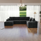 Flexo Corduroy Modular Sectional Sofa with Chaise 5-6 Seats