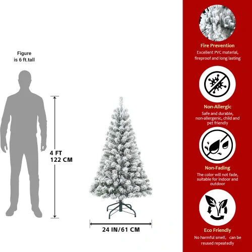 4ft-7ft Christmas Tree Snowy Holiday Tree with 678 Tips