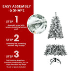 4ft-7ft Christmas Tree Snowy Holiday Tree with 678 Tips