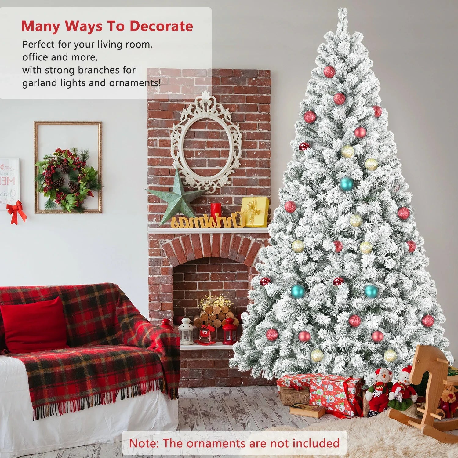 4ft-7ft Christmas Tree Snowy Holiday Tree with 678 Tips