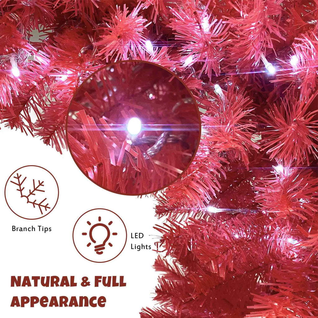 6FT Hinged Artificial Fir Christmas Tree with 300 LED Lights