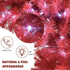 6FT Hinged Artificial Fir Christmas Tree with 300 LED Lights