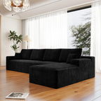 Flexo Corduroy Modular 4-Seat L-Shaped Sectional with Chaise