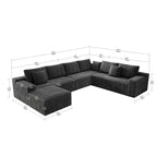 Flexo Corduroy Modular Sectional Couch 6-7 Seat Sofa