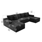Flexo Corduroy Modular U-Shaped Sectional Couch with 2 ottomans