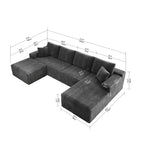 Flexo Corduroy Modular U-Shaped Sectional with Chaise and Ottoman