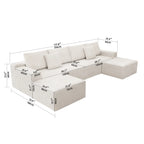 Flexo Corduroy Modular U-Shaped Sectional Couch with 2 ottomans