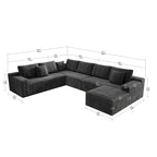Flexo Corduroy Modular 6-Seat Sectional Couch with ottoman