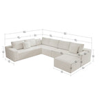 Flexo Corduroy Modular 6-Seat Sectional Couch with ottoman